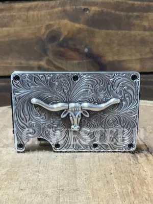 3D D250008765 Mens Long Horn Utility Wallet Black Silver