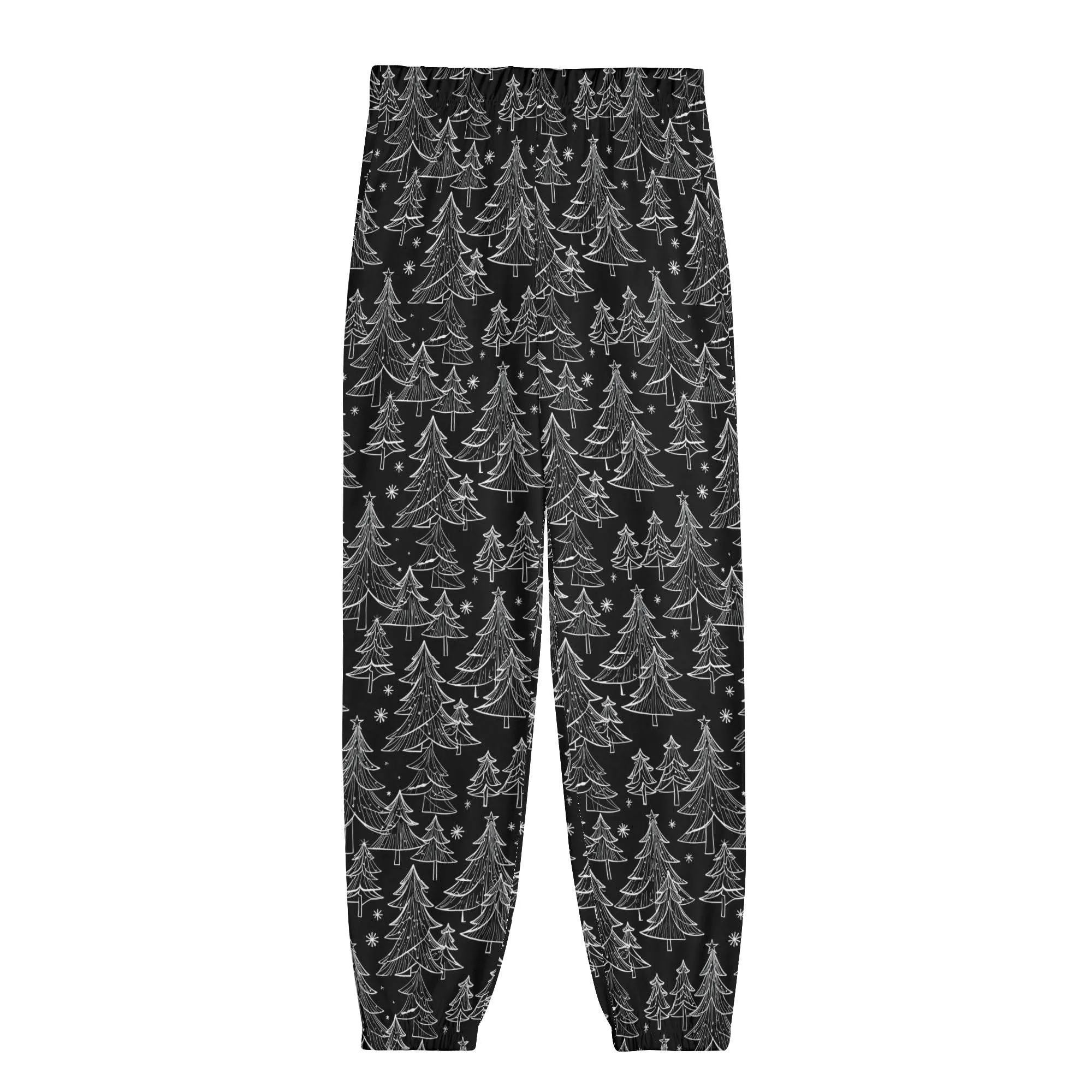 Black and White Christmas Tree Unisex Adult Long Track Pants