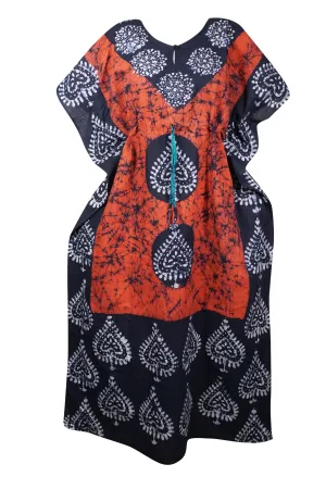 Caftan Maxi Dresses, Boho Chic  Dress, Orange, Black Stylish Kaftan Dress L-3XL