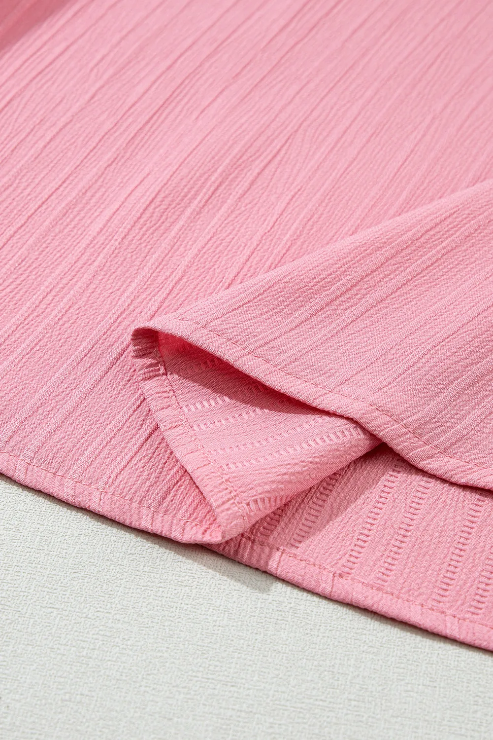 Capri Ruffled Half Sleeve V Neck Textured Top.