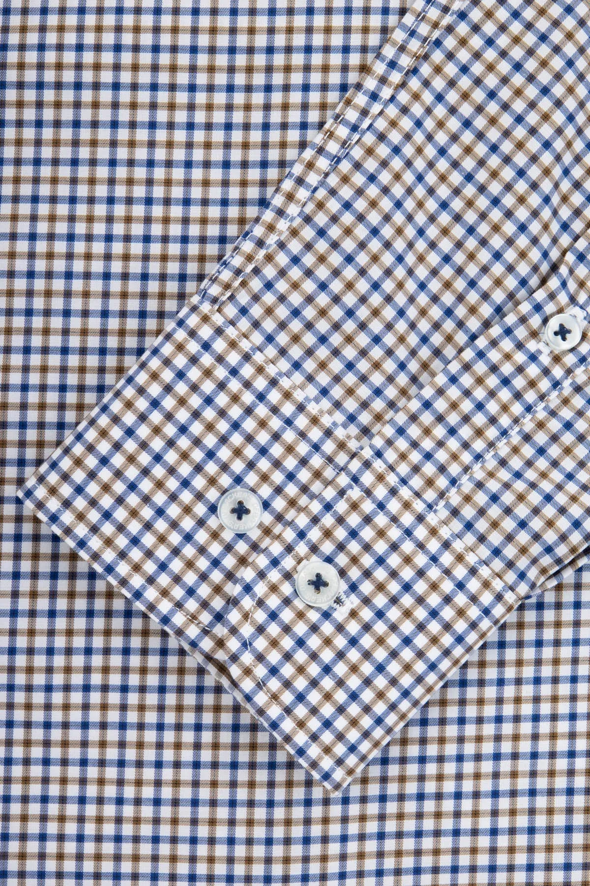 Checked White & Light Brown & Blue Smart Casual Shirt