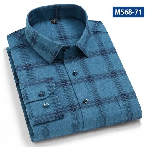Classic checked Plaid  pure cotton men's  casual shirts  Sanded thick