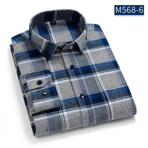 Classic checked Plaid  pure cotton men's  casual shirts  Sanded thick