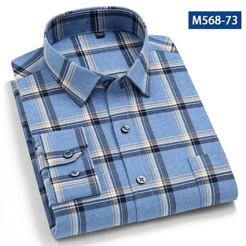 Classic checked Plaid  pure cotton men's  casual shirts  Sanded thick