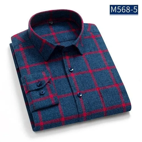 Classic checked Plaid  pure cotton men's  casual shirts  Sanded thick