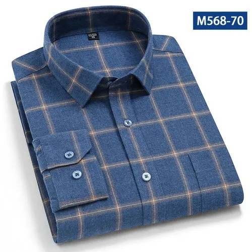 Classic checked Plaid  pure cotton men's  casual shirts  Sanded thick