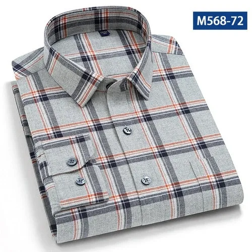 Classic checked Plaid  pure cotton men's  casual shirts  Sanded thick