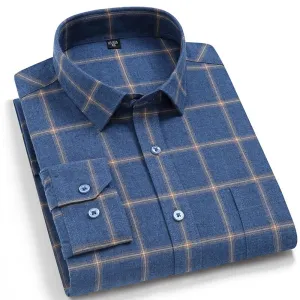 Classic checked Plaid  pure cotton men's  casual shirts  Sanded thick