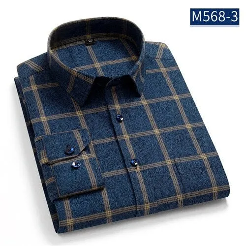 Classic checked Plaid  pure cotton men's  casual shirts  Sanded thick