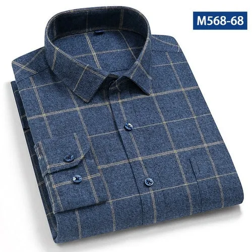 Classic checked Plaid  pure cotton men's  casual shirts  Sanded thick