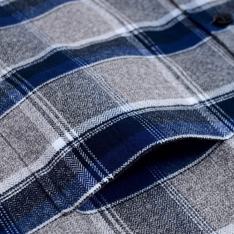 Classic checked Plaid  pure cotton men's  casual shirts  Sanded thick