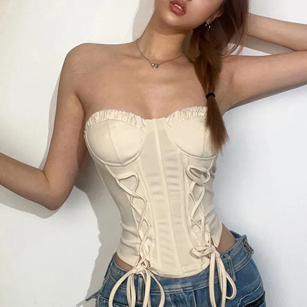 Clean Girl Aesthetic Lace Up Corset