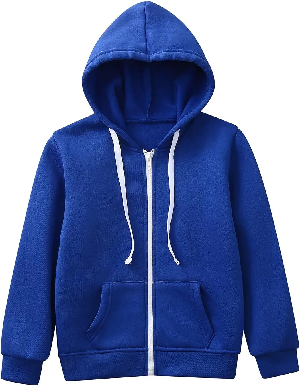 Clearance Boy'Zip Up HoodieSolid Color Long Sleeve Inside Outside Sweater Shirt Comfortable Soft Top Fall Winter Outfit9-10 YearA1-Dark Blue