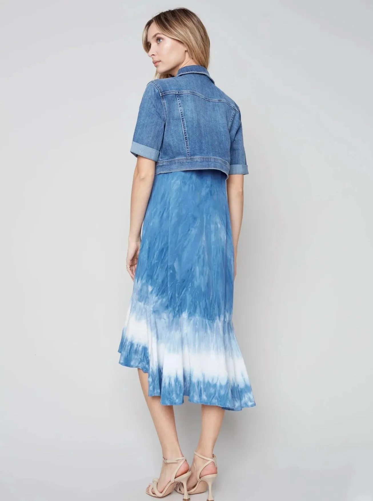 Cropped Jean Jacket W Short Sleeve [Blue-C6112R]