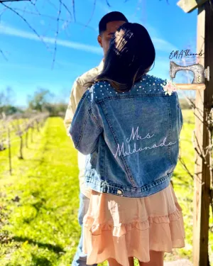 Custom Bridal Pearl Jean Jacket