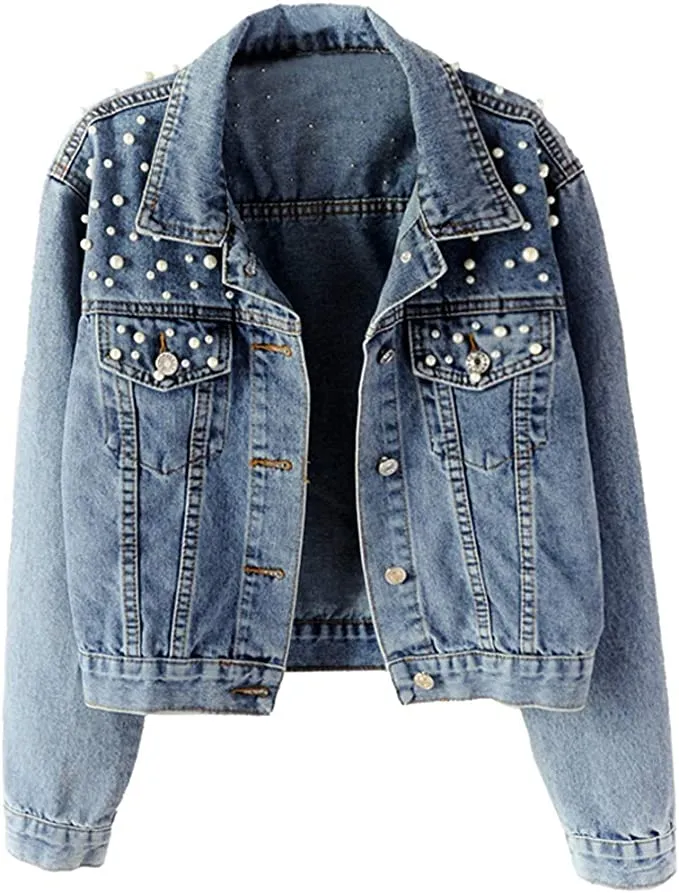 Custom Bridal Pearl Jean Jacket