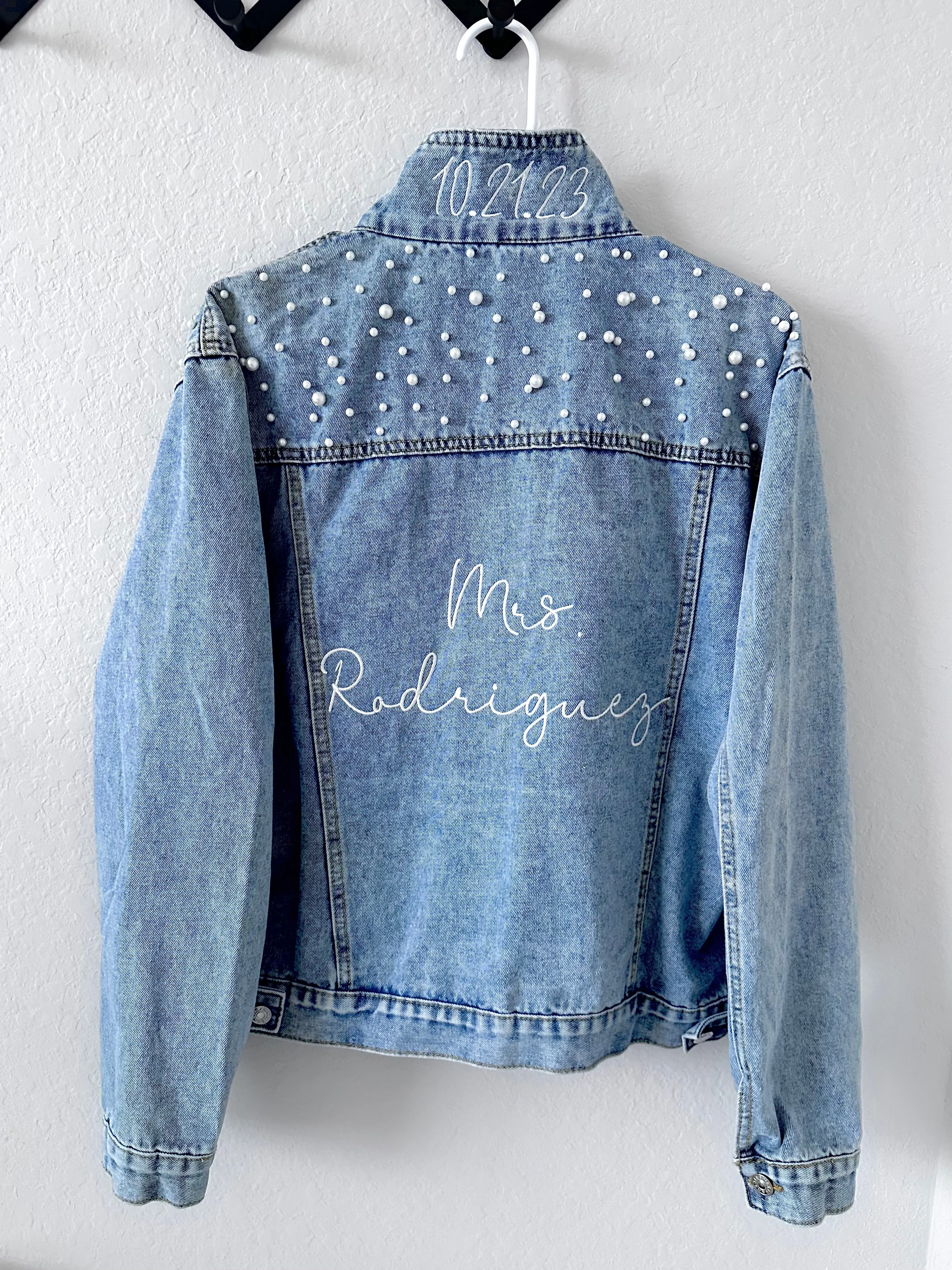 Custom Bridal Pearl Jean Jacket