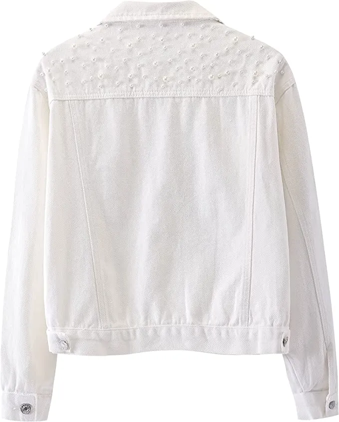 Custom Bridal Pearl Jean Jacket
