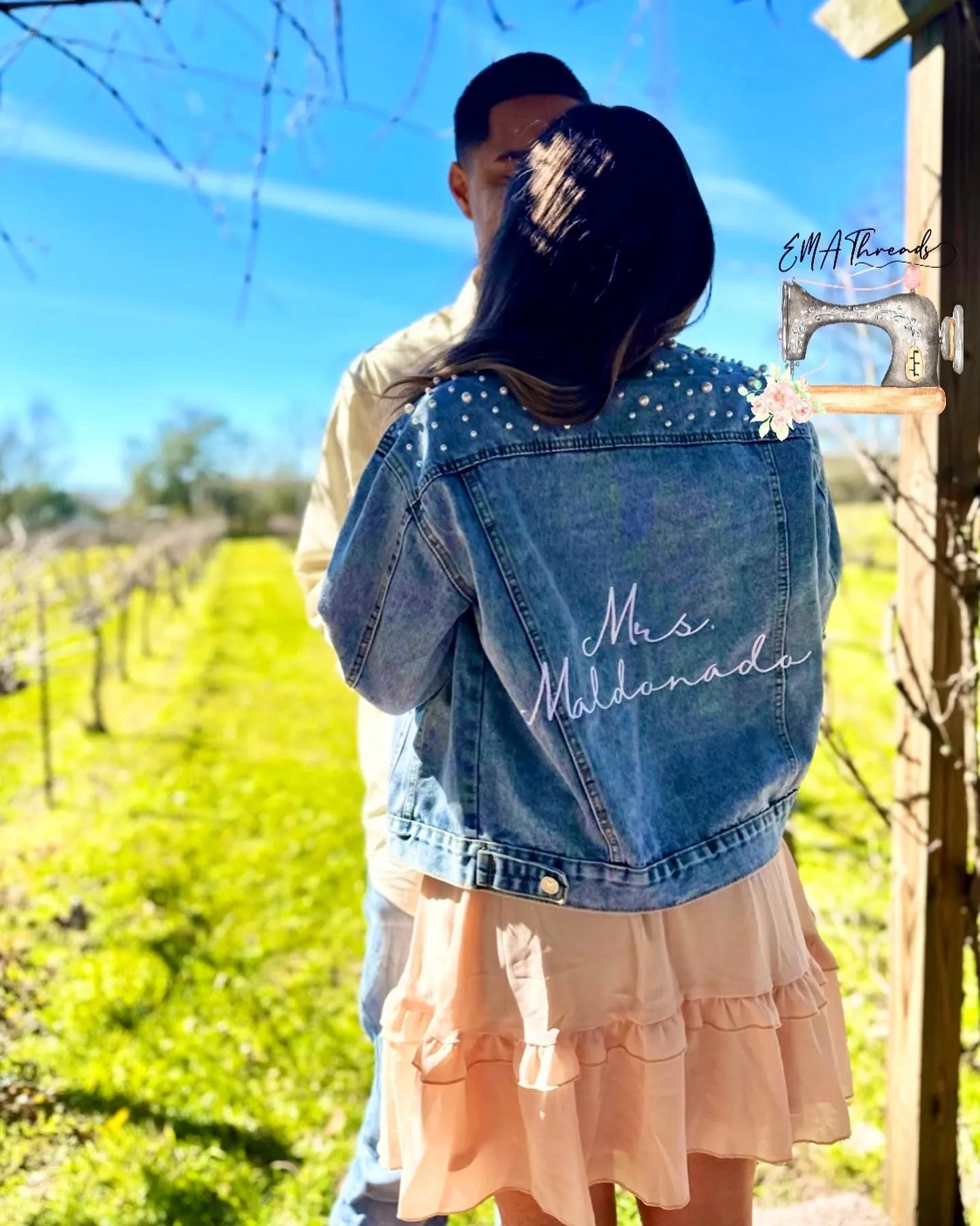 Custom Bridal Pearl Jean Jacket