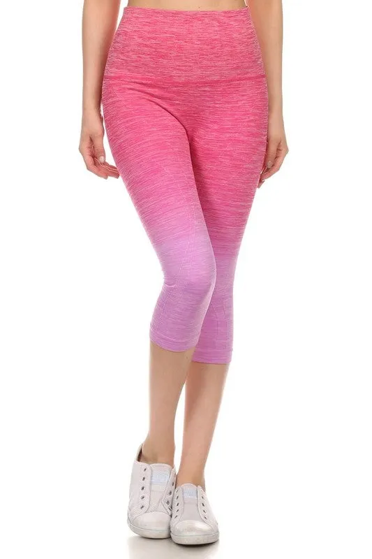 Dip Dye Ombre Athletic Capri Leggings