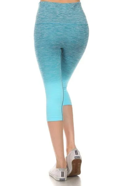 Dip Dye Ombre Athletic Capri Leggings