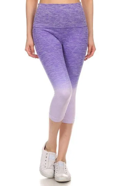 Dip Dye Ombre Athletic Capri Leggings