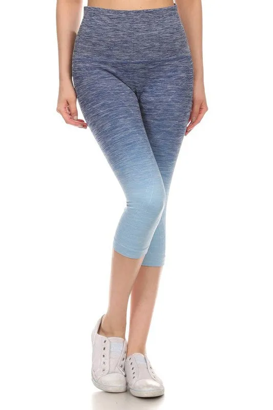 Dip Dye Ombre Athletic Capri Leggings