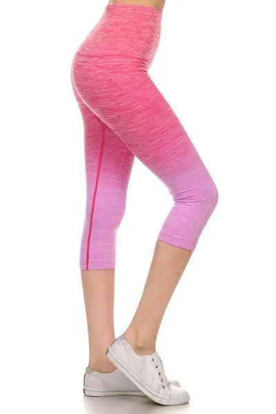 Dip Dye Ombre Athletic Capri Leggings