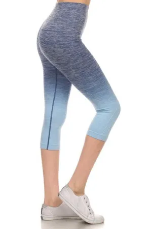 Dip Dye Ombre Athletic Capri Leggings