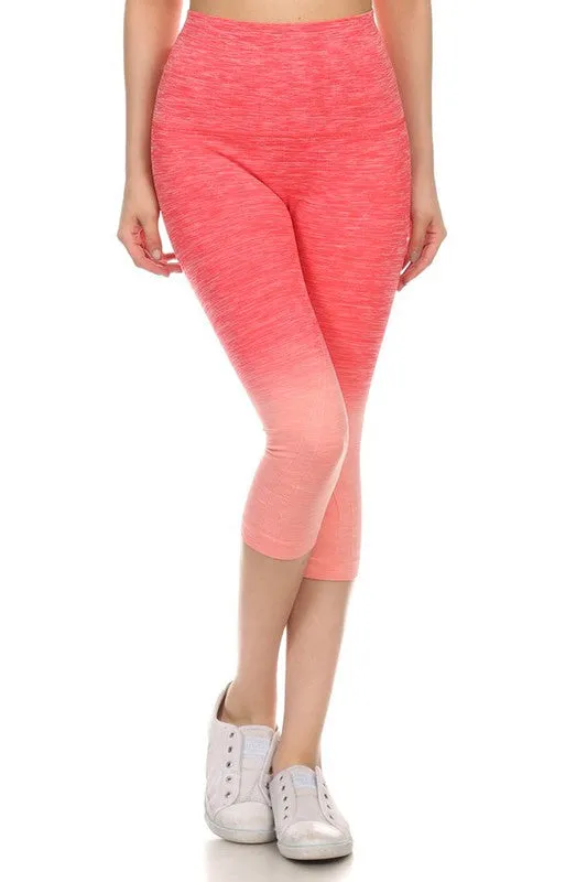 Dip Dye Ombre Athletic Capri Leggings