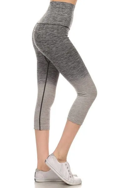 Dip Dye Ombre Athletic Capri Leggings