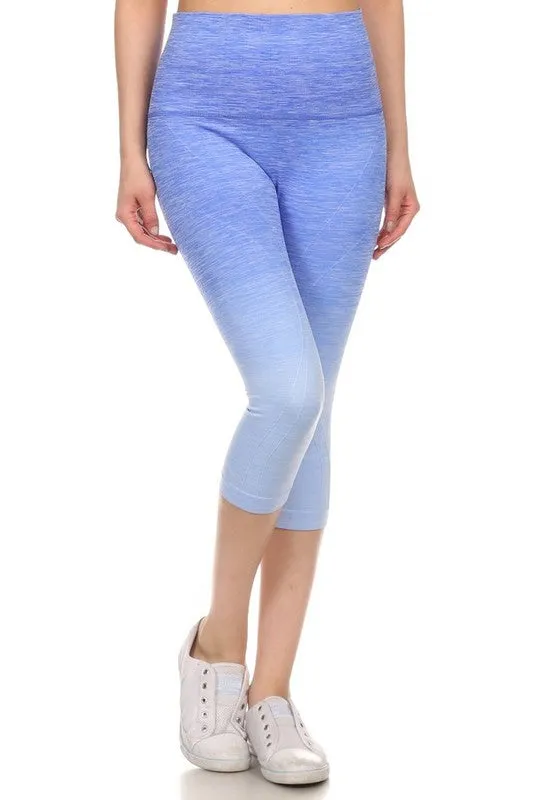 Dip Dye Ombre Athletic Capri Leggings