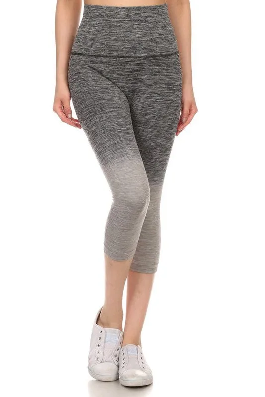 Dip Dye Ombre Athletic Capri Leggings