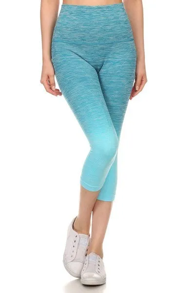 Dip Dye Ombre Athletic Capri Leggings