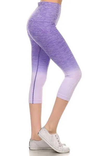 Dip Dye Ombre Athletic Capri Leggings