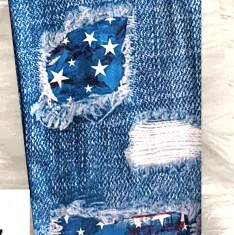 Distressed Denim Look Flag SOFT Capri Leggings July 4th Independence Day Red White Blue Capris rts