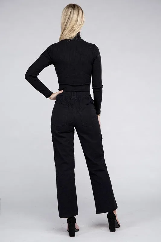 Everyday Wear Elastic-Waist Cargo Pants NEW