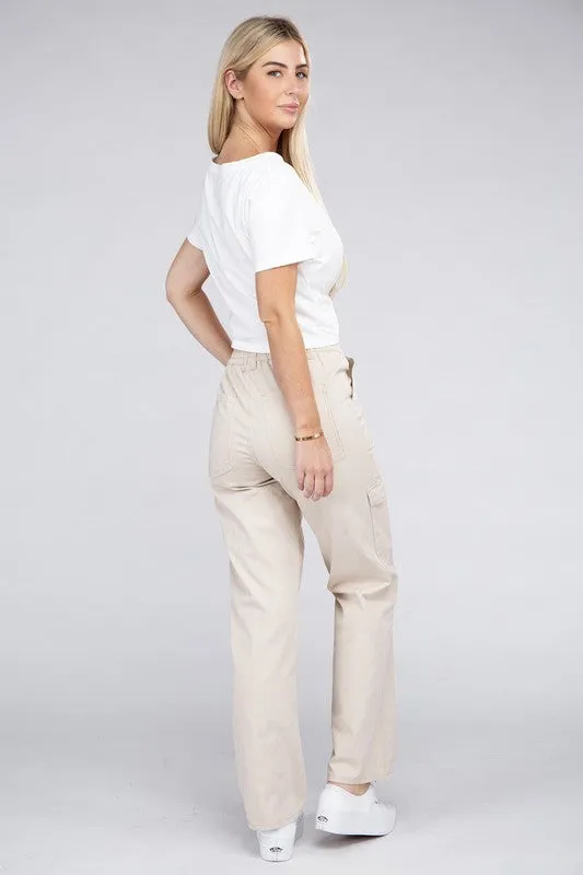 Everyday Wear Elastic-Waist Cargo Pants NEW
