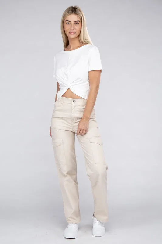 Everyday Wear Elastic-Waist Cargo Pants NEW