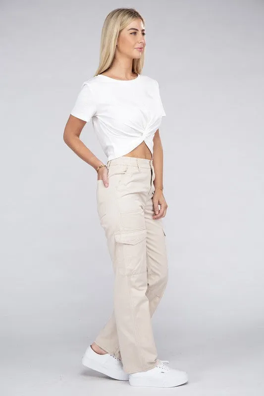 Everyday Wear Elastic-Waist Cargo Pants NEW