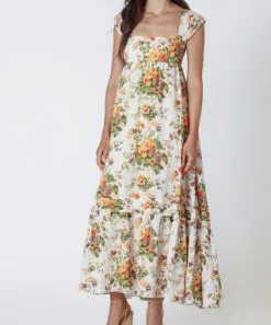 Floral Maxi Dress - Orange Multi