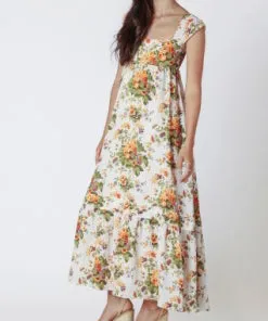 Floral Maxi Dress - Orange Multi