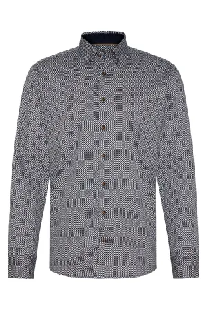 Geometric Print Long Sleeve Shirt - Navy