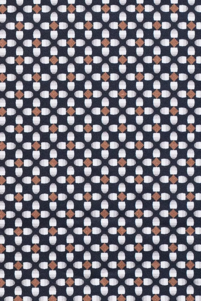 Geometric Print Long Sleeve Shirt - Navy