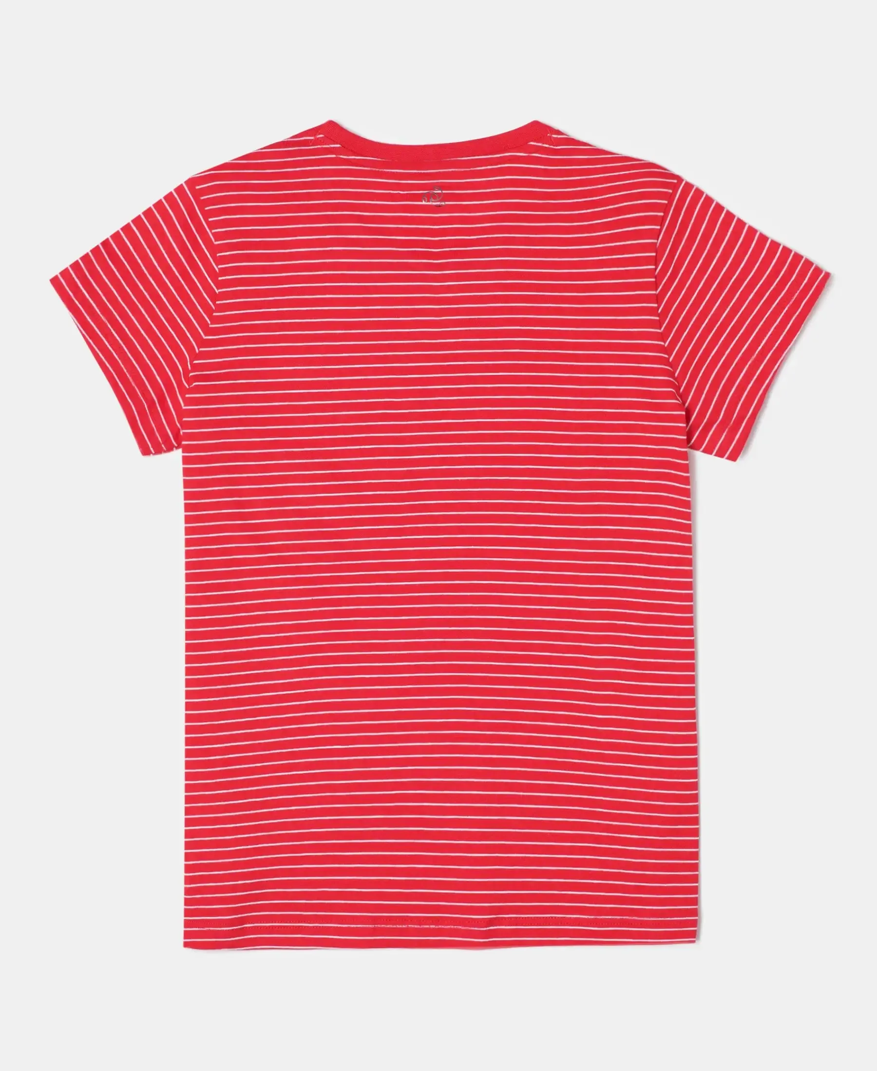 Girl's Super Combed Cotton Striped Short Sleeve T-Shirt - Rio Red