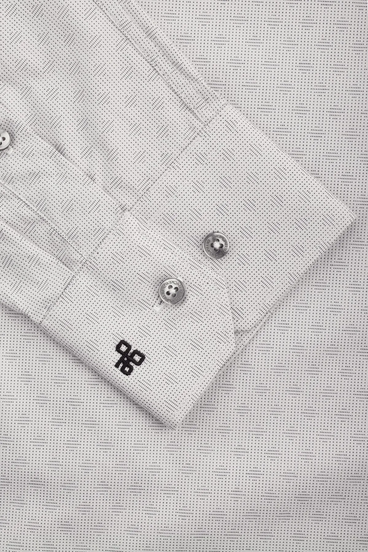 Jacquard Smart Casual Light Gray Cotton Shirt