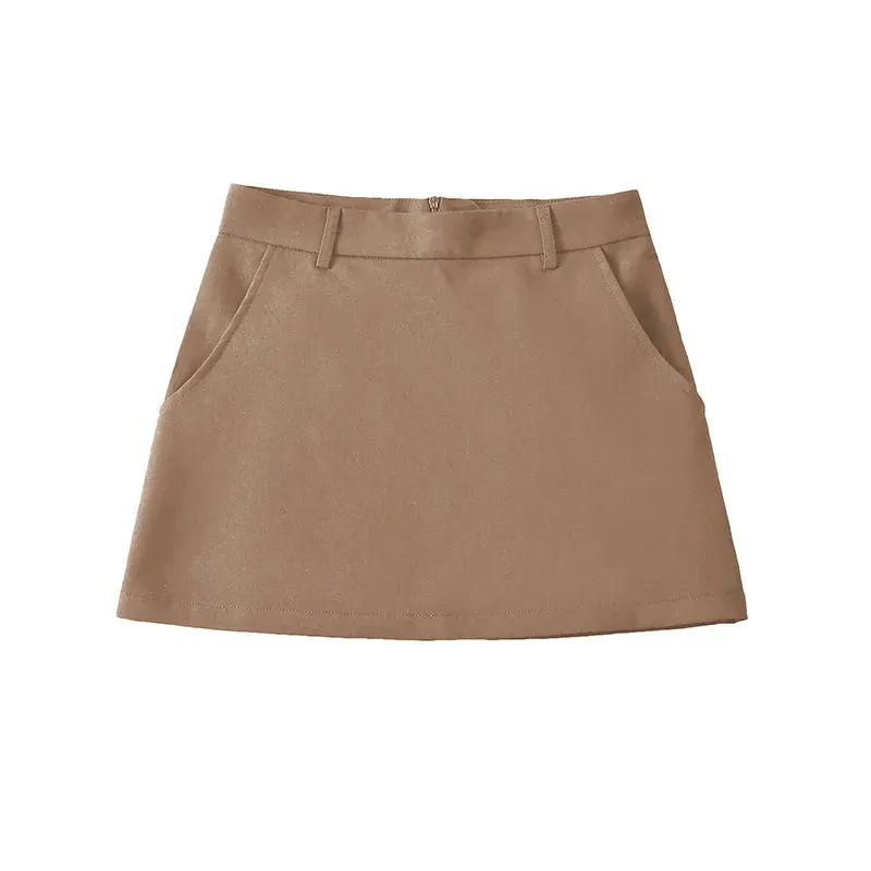 LVSANW Willshela Women Fashion Solid Back Zipper A-Line Mini Skirt Vintage High Waist Female Chic Lady Skirts
