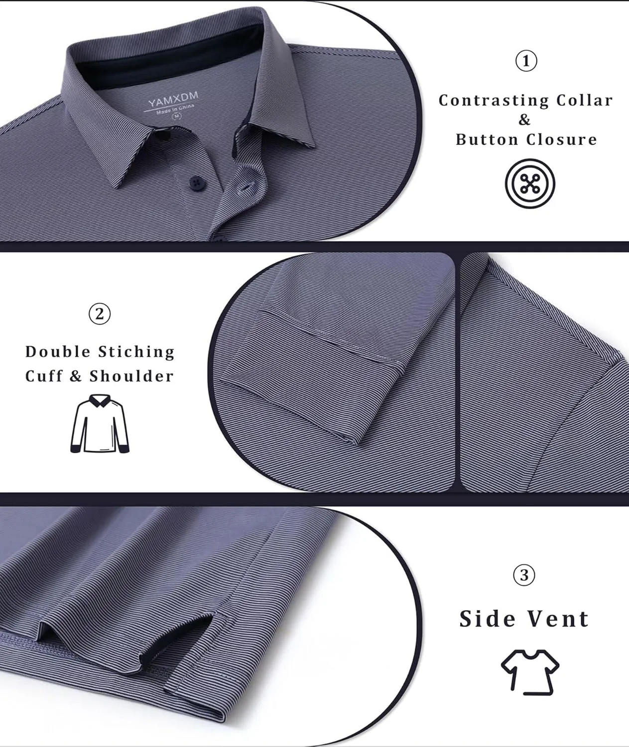 Mens Golf Shirts Long Sleeve Moisture Wicking Collared Work Business Casual Tennis Polo Shirts for Men