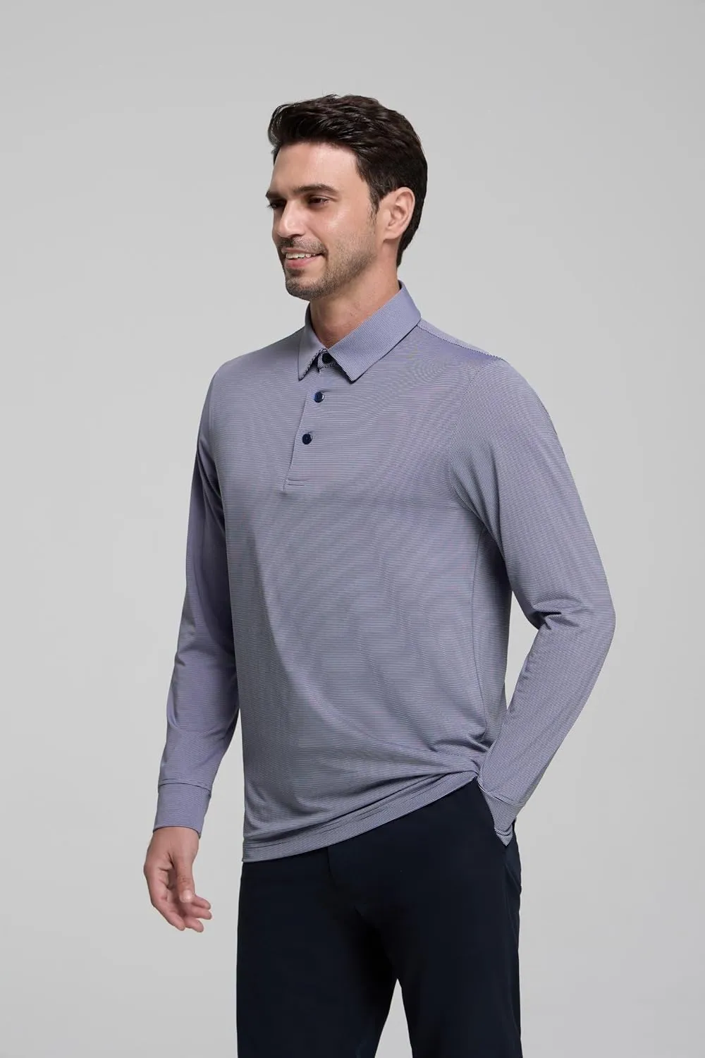 Mens Golf Shirts Long Sleeve Moisture Wicking Collared Work Business Casual Tennis Polo Shirts for Men