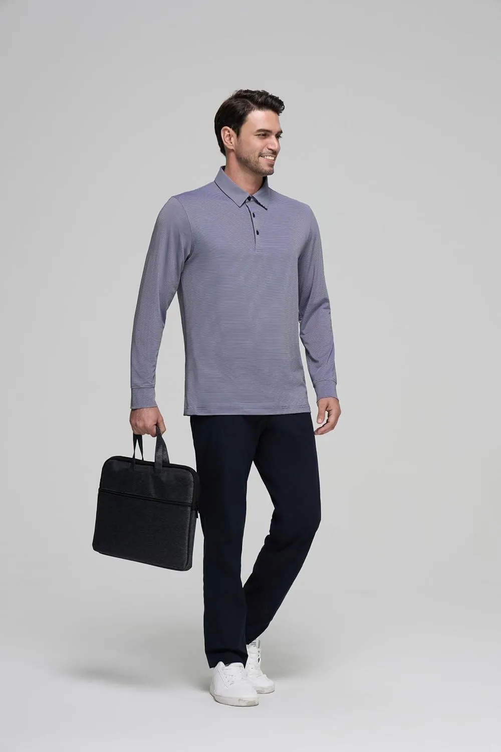 Mens Golf Shirts Long Sleeve Moisture Wicking Collared Work Business Casual Tennis Polo Shirts for Men